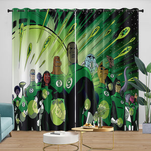 Green Lantern Curtains Pattern Blackout Window Drapes