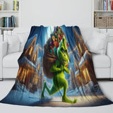 Grinch Blanket Pattern Flannel Throw Kids Room Decoration