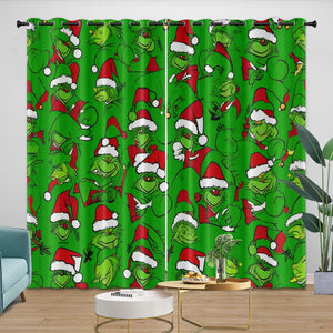 Grinch Curtains Blackout Window Drapes Room Decoration