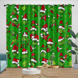 Grinch Curtains Blackout Window Drapes Room Decoration