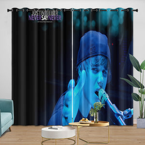 Justin Bieber Curtains Blackout Window Drapes Kids Room Decoration
