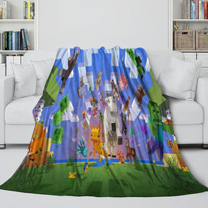 Kids Room Game Minecraft Blanket Flannel Pattern Throw