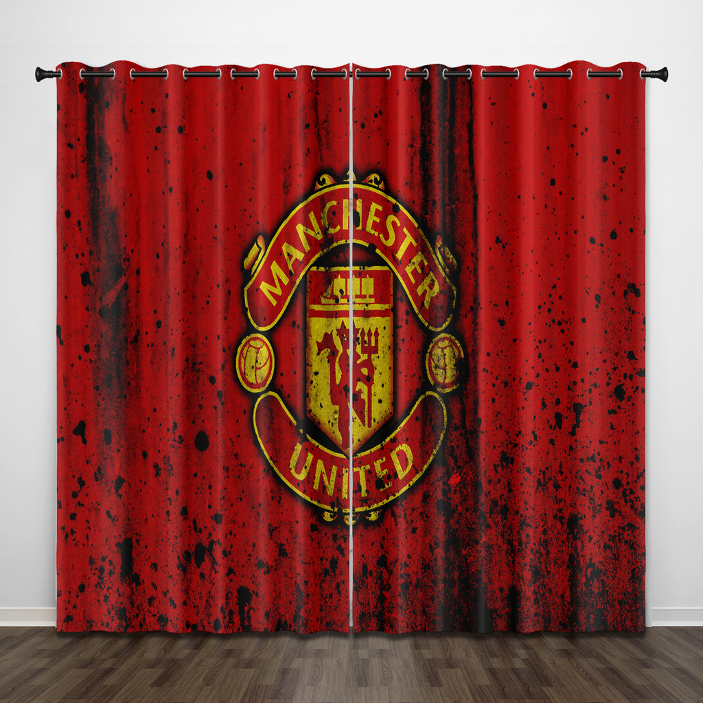 Manchester United Football Club Curtains Pattern Blackout Window Drapes