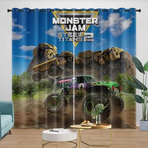 Monster Jam Steel Titans Truck Curtains Blackout Window Drapes