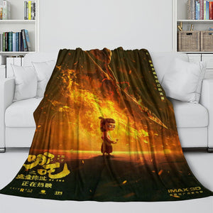 Movie Ne Zha 2 Blanket Flannel Throw Room Decoration