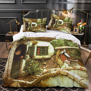 Mushroom House Bedding Set Pattern Quilt Cover