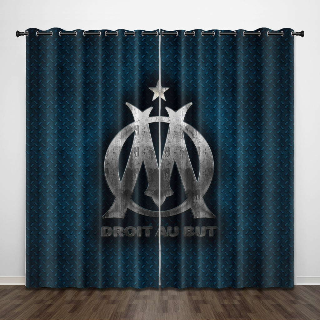 Olympique de Marseille Curtains Pattern Blackout Window Drapes