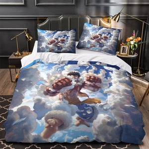 One Piece Film Red Bedding Set Kids Quilt Duvet Cover Without Filler