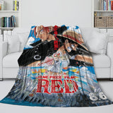 One Piece Film Red Blanket Pattern Flannel Throw Room Decoration