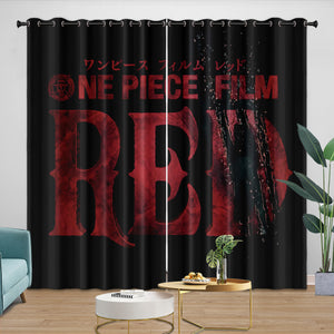 One Piece Film Red Curtains Blackout Window Drapes Kids Room Decoration