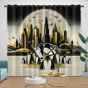Pittsburgh Penguins Curtains Blackout Window Drapes Room Decoration