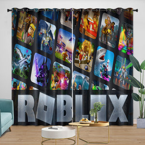 Roblox Curtains Blackout Window Drapes Kids Room Decoration