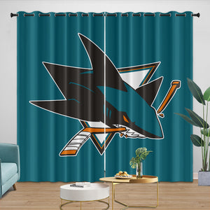 San Jose Sharks Curtains Blackout Window Drapes Room Decoration