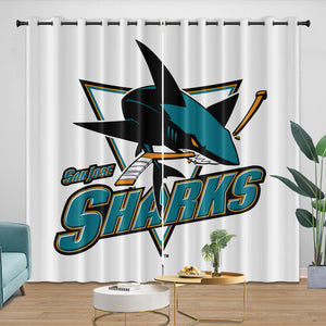 San Jose Sharks Curtains Blackout Window Drapes Room Decoration