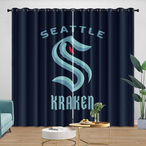 Seattle Kraken Curtains Blackout Window Drapes Room Decoration