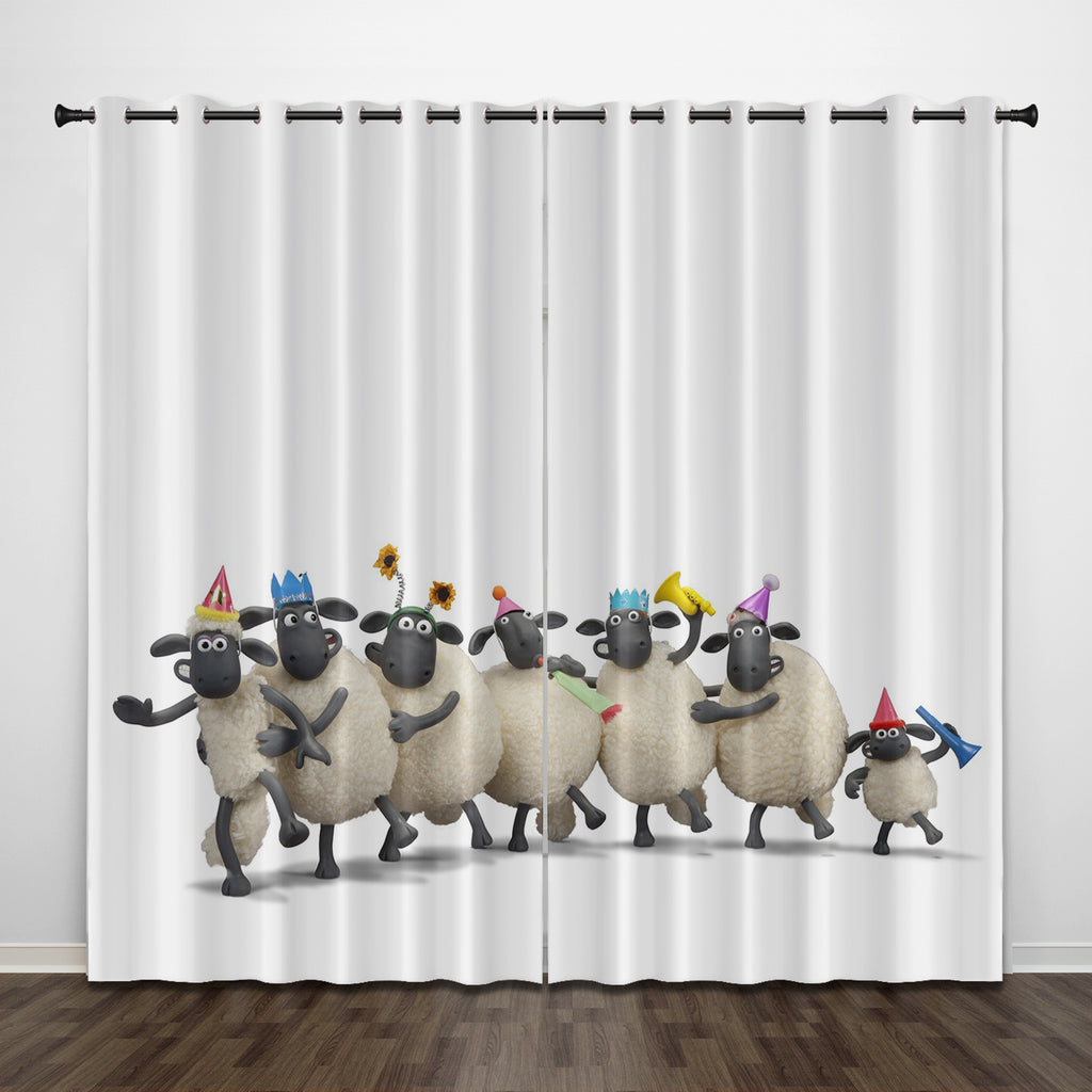 Shaun the Sheep Curtains Pattern Blackout Window Drapes