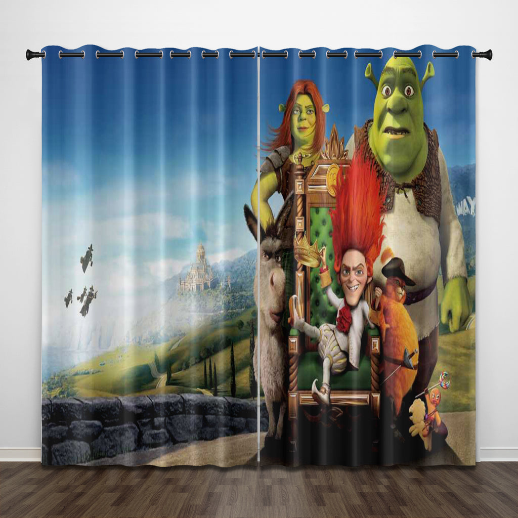 Shrek Curtains Pattern Blackout Window Drapes