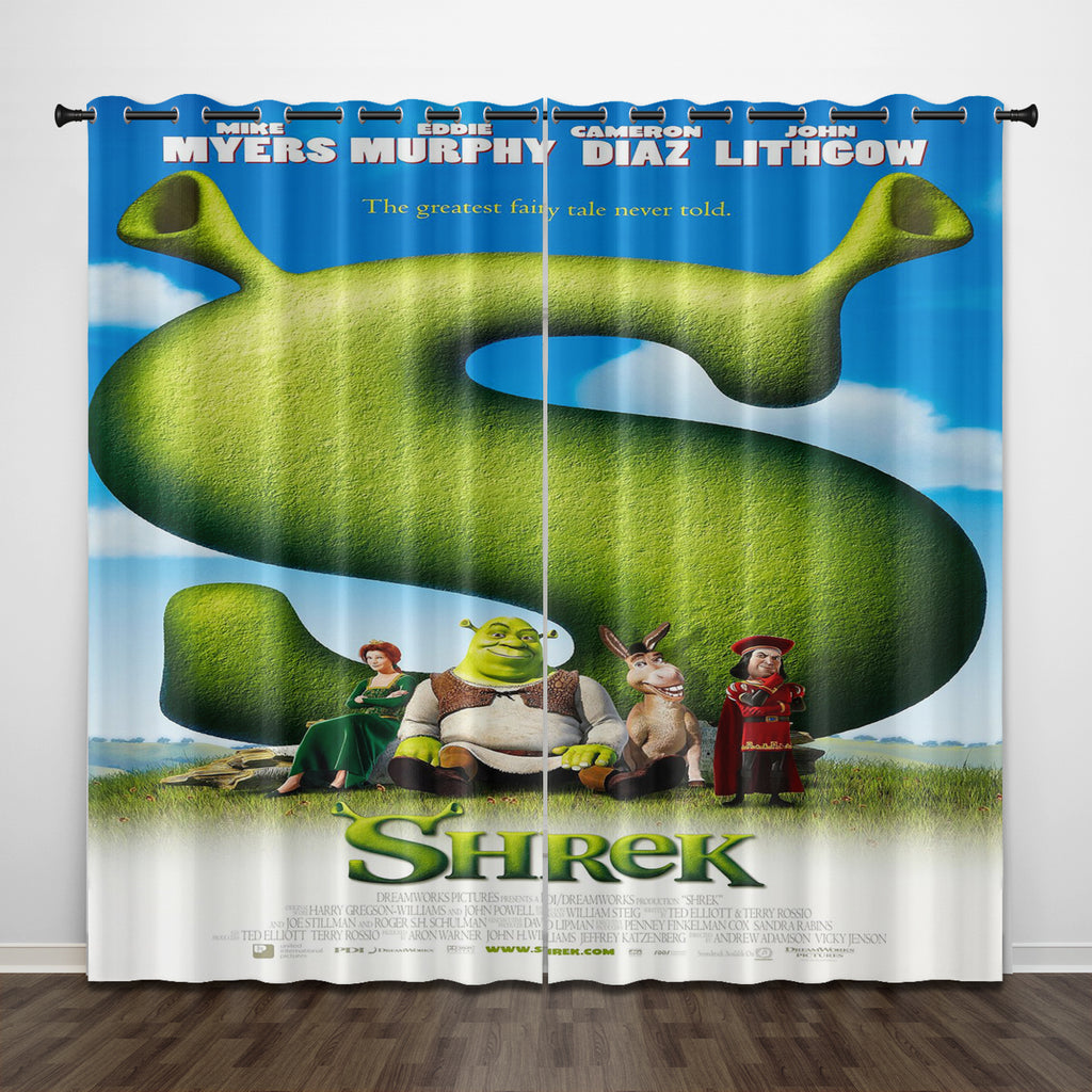 Cartoon Shrek 2 Curtains Pattern Blackout Window Drapes