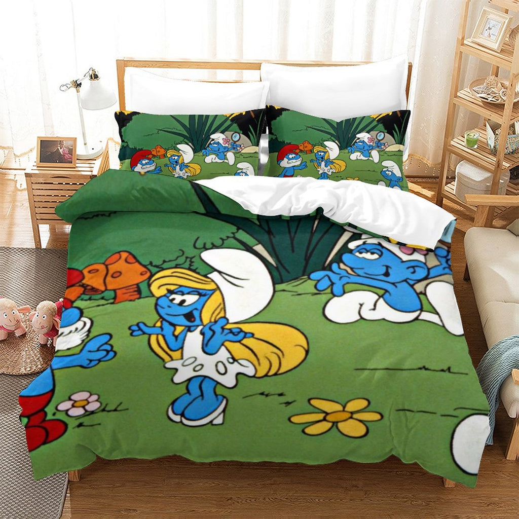 Smurfs Bedding Set Quilt Duvet Cover Without Filler