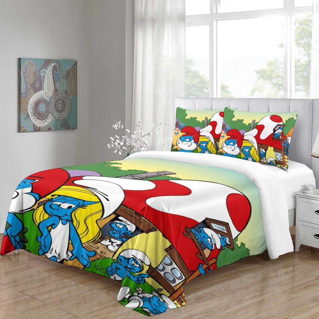 Smurfs Bedding Set Quilt Duvet Cover Without Filler