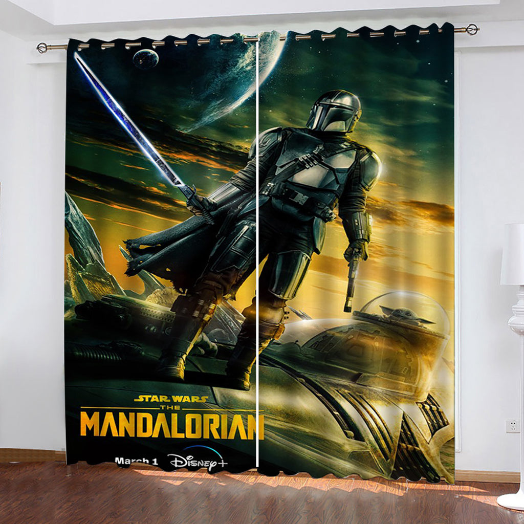 The Mandalorian Yoda Curtains Pattern Blackout Window Drapes
