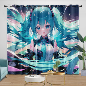 Vocaloid Miku Hatsune Curtains Blackout Window Drapes