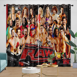 WWE Pattern Curtains Blackout Window Drapes Kids Room Decoration
