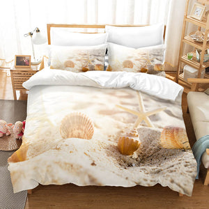 3-Piece Coastal Beach Theme Bedding Sets Duvet Cover Set Bed Sheets - EBuycos