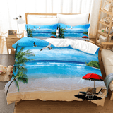 3-Piece Ocean Bedding Set Duvet Cover Set Blue Sea Starfish Bed Sheets - EBuycos