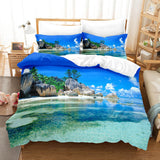 3-Piece Ocean Bedding Set Duvet Cover Set Blue Sea Starfish Bed Sheets - EBuycos