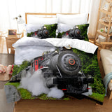 3 Piece Steam Engine Vintage Locomotive Bedding Set Duvet Covers Sets - EBuycos