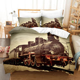 3 Piece Steam Engine Vintage Locomotive Bedding Set Duvet Covers Sets - EBuycos