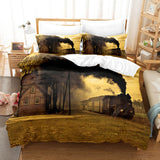 3 Piece Steam Engine Vintage Locomotive Bedding Set Duvet Covers Sets - EBuycos