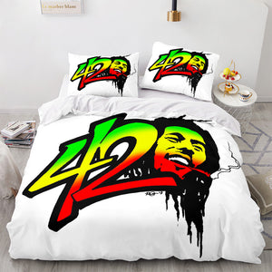 420 weed plant 3 Piece Comforter Bedding Sets Duvet Cover Bed Sheets - EBuycos