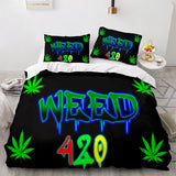 420 weed plant 3 Piece Comforter Bedding Sets Duvet Cover Bed Sheets - EBuycos