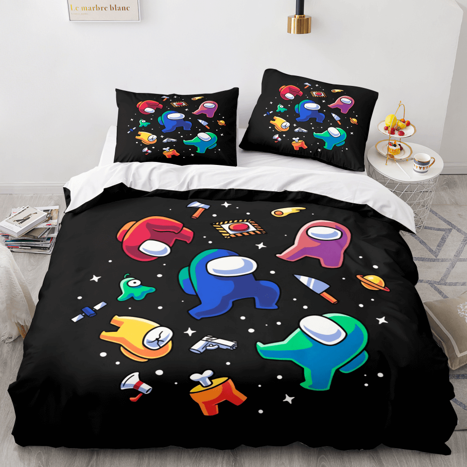 Among Us Cosplay 3 Piece Comforter Bedding Sets Duvet Cover Bed Sheets - EBuycos