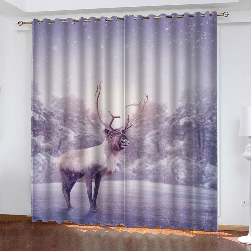 Animal Deer Curtains Pattern Blackout Window Drapes
