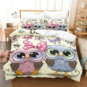 Animal World Owl Bedding Sets Duvet Covers Quilt Bed Linen Sheets Sets - EBuycos