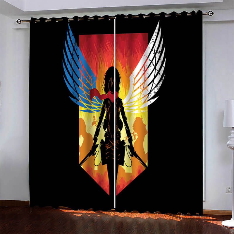 Anime Attack On Titan Pattern Curtains Blackout Window Drapes