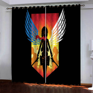 Anime Attack On Titan Pattern Curtains Blackout Window Drapes