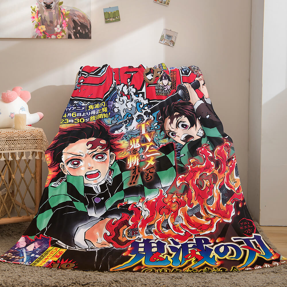 Anime Demon Slayer Cosplay Flannel Fleece Throw Blanket Comforter Sets - EBuycos