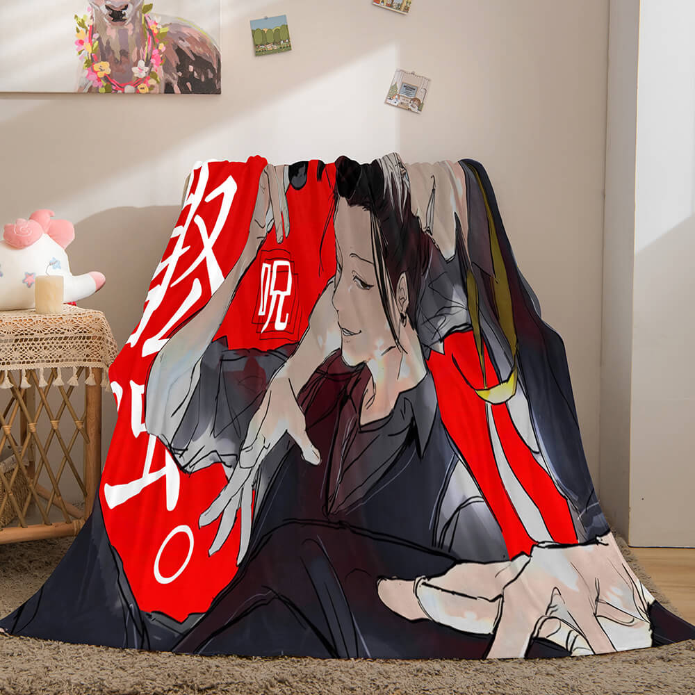 Anime Jujutsu Kaisen Flannel Throw Cosplay Blanket Comforter Set - EBuycos