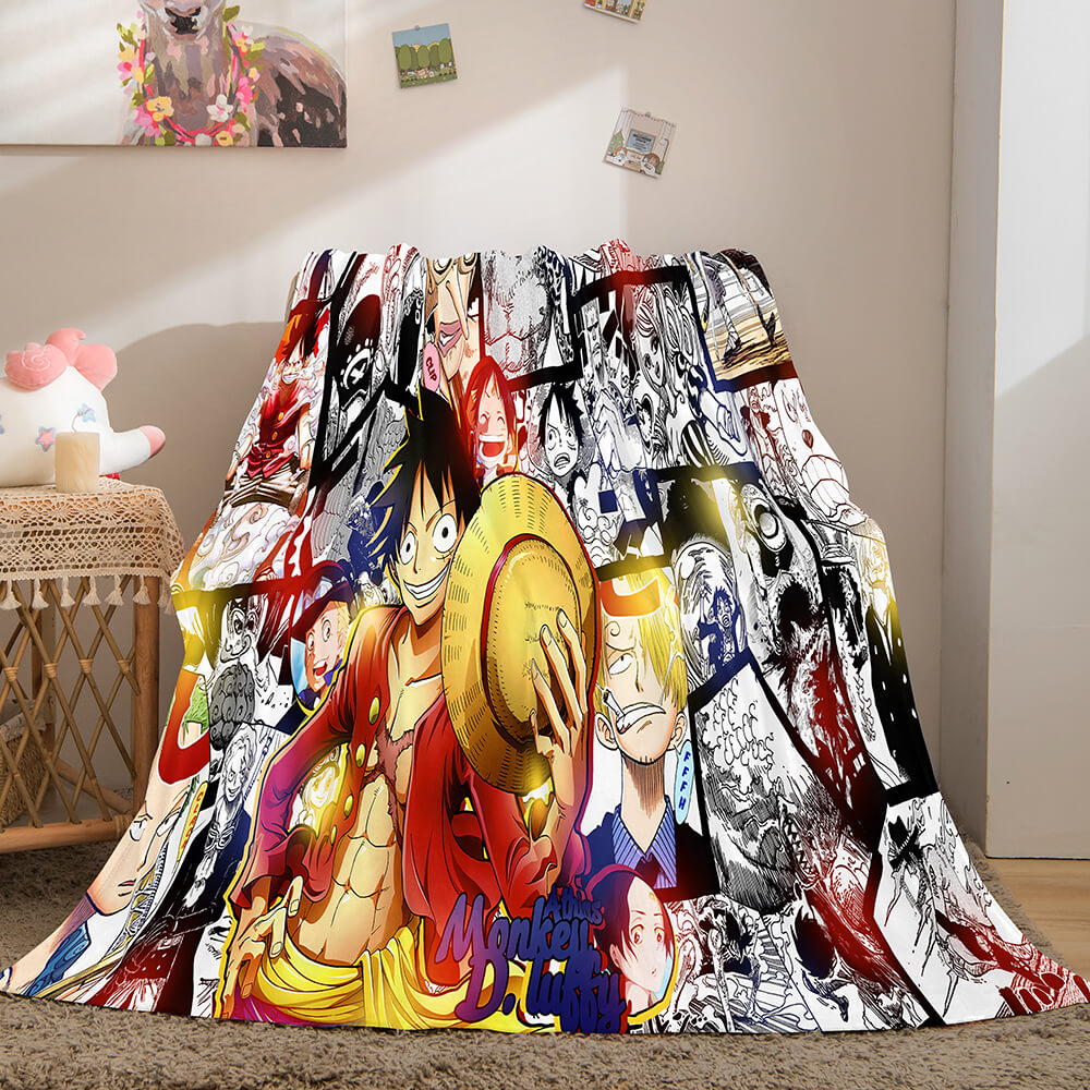 Anime One Piece Straw Hat Pirates Super Soft Flannel Throw Bed Blanket - EBuycos