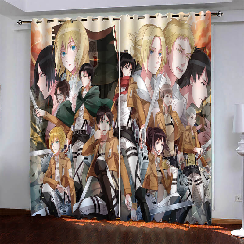 Attack On Titan Pattern Curtains Blackout Window Drapes
