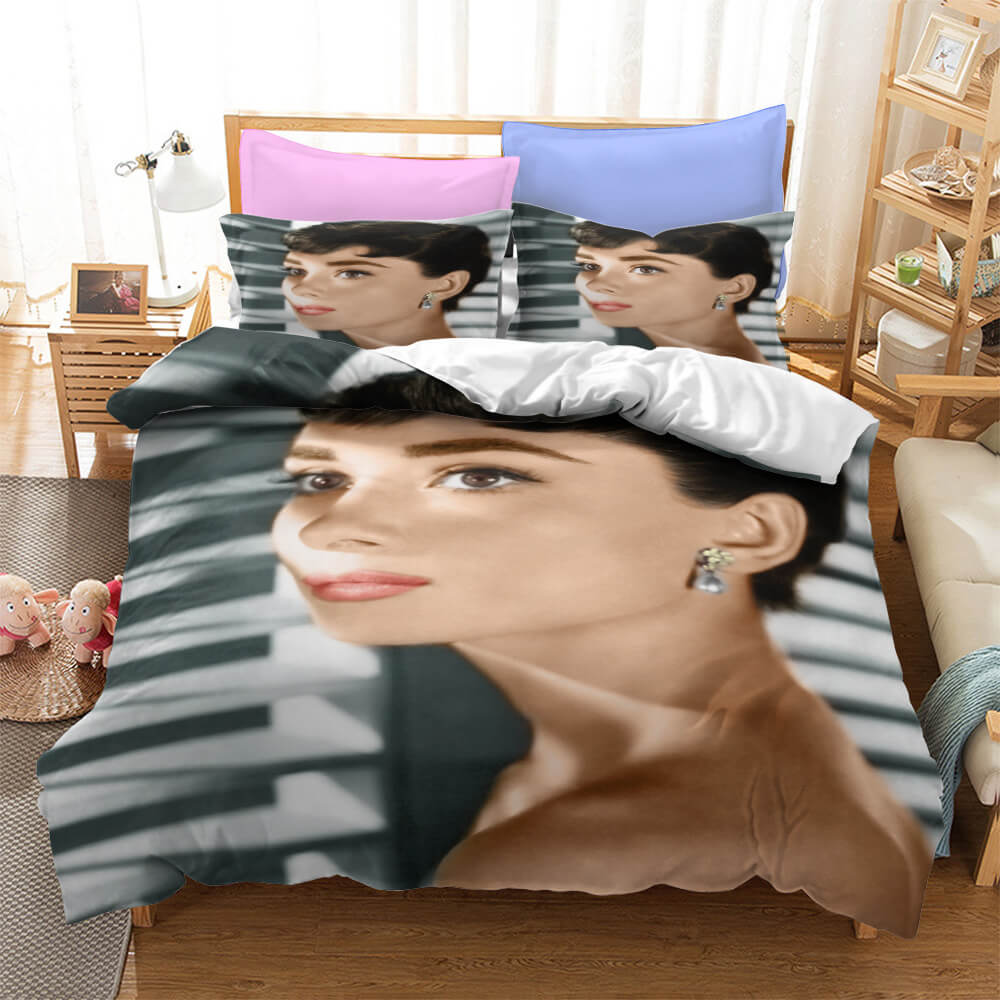 Audrey Hepburn Cosplay Bedding Set Duvet Cover Quilt Bed Sheets Sets - EBuycos