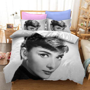 Audrey Hepburn Cosplay Bedding Set Duvet Cover Quilt Bed Sheets Sets - EBuycos