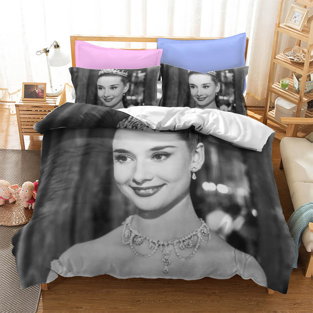 Audrey Hepburn Cosplay Bedding Set Duvet Cover Quilt Bed Sheets Sets - EBuycos