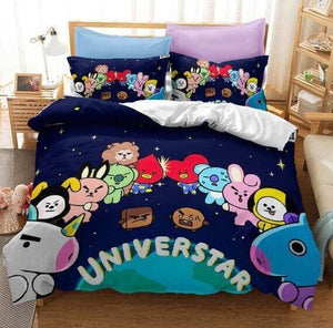 BT21 Bedding Set Duvet Cover Comforter Bed Sheets - EBuycos