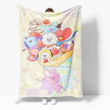 BT21 Flannel Fleece Throw Cosplay Blanket Halloween Comforter Sets - EBuycos