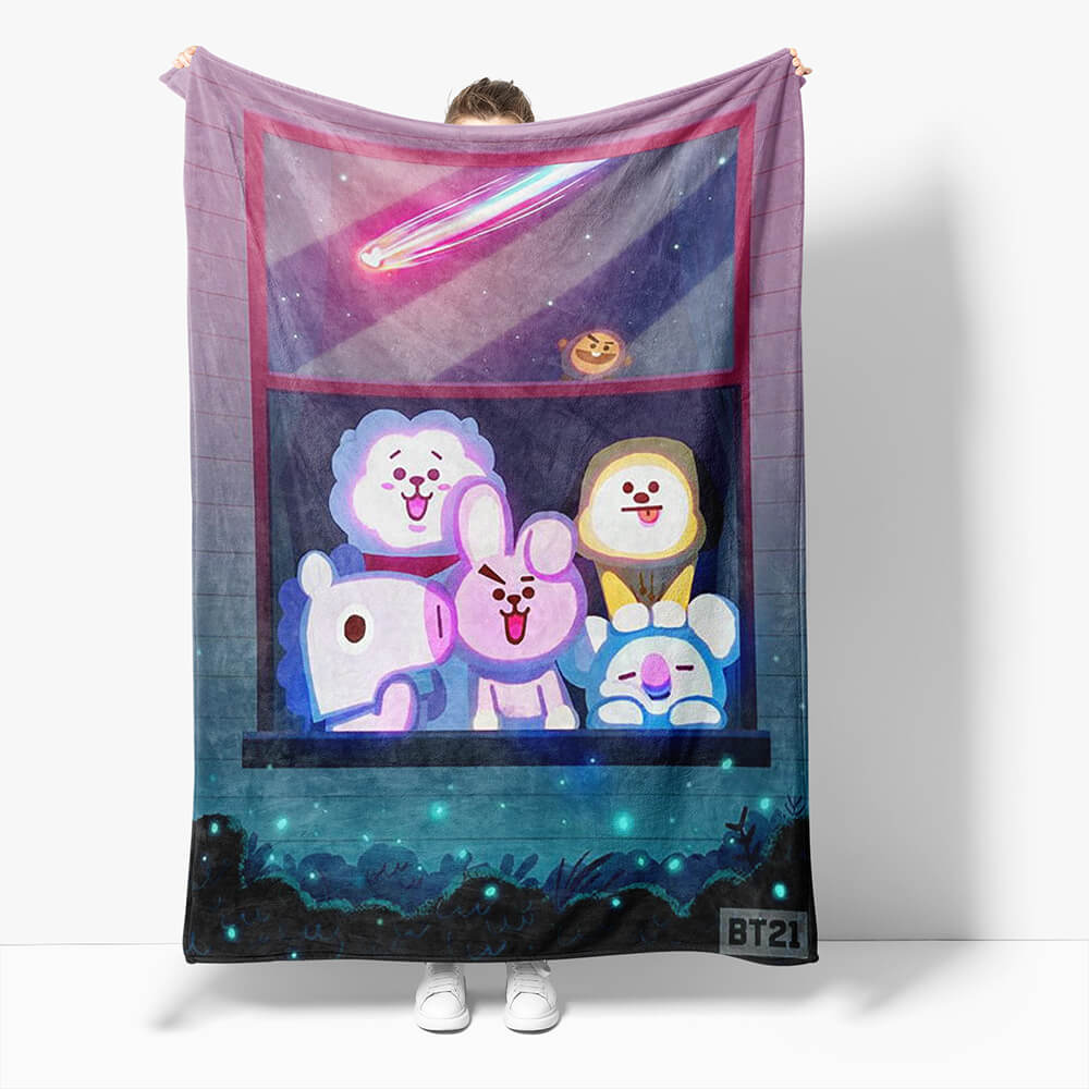 BT21 Flannel Fleece Throw Cosplay Blanket Halloween Comforter Sets - EBuycos